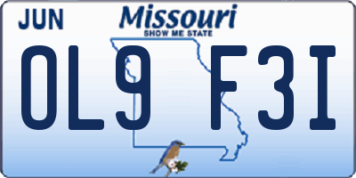 MO license plate OL9F3I