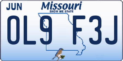 MO license plate OL9F3J