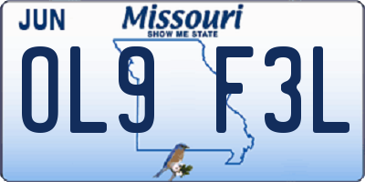 MO license plate OL9F3L