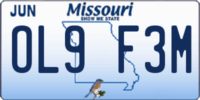 MO license plate OL9F3M