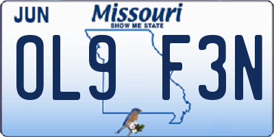 MO license plate OL9F3N