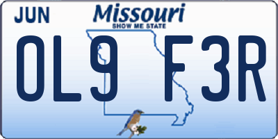 MO license plate OL9F3R