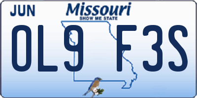 MO license plate OL9F3S