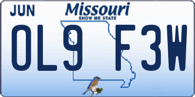 MO license plate OL9F3W