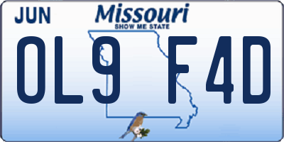 MO license plate OL9F4D