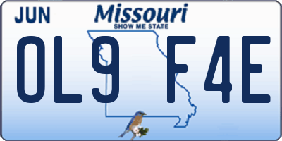 MO license plate OL9F4E