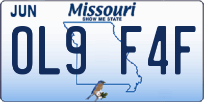 MO license plate OL9F4F
