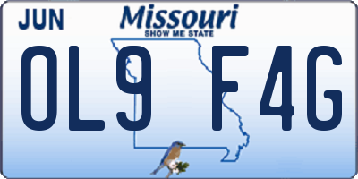 MO license plate OL9F4G