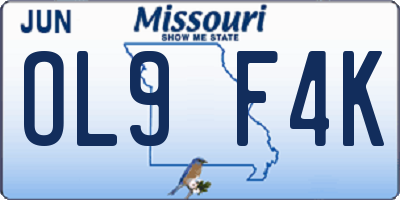 MO license plate OL9F4K