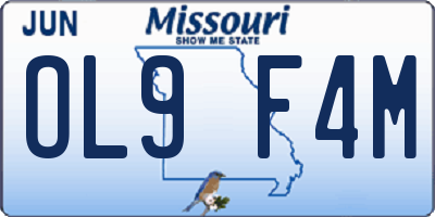 MO license plate OL9F4M