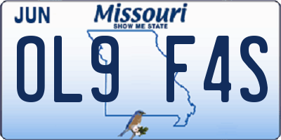 MO license plate OL9F4S