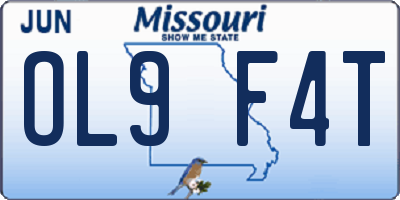 MO license plate OL9F4T