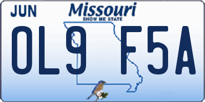 MO license plate OL9F5A