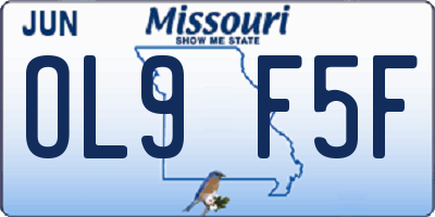MO license plate OL9F5F