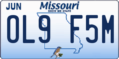 MO license plate OL9F5M