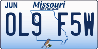 MO license plate OL9F5W