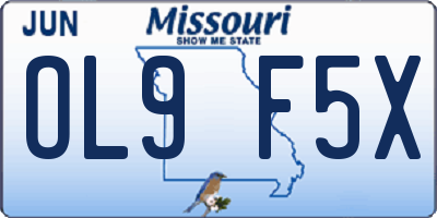 MO license plate OL9F5X