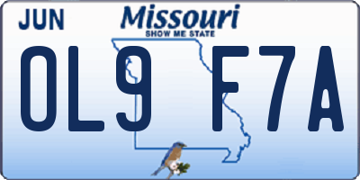 MO license plate OL9F7A