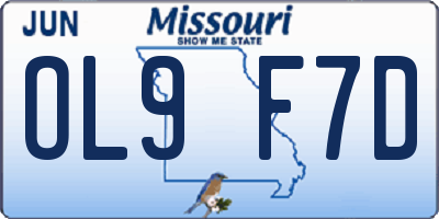 MO license plate OL9F7D
