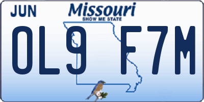 MO license plate OL9F7M