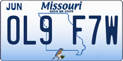 MO license plate OL9F7W