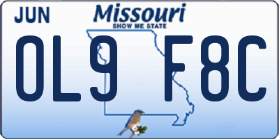 MO license plate OL9F8C