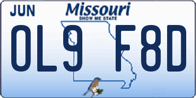 MO license plate OL9F8D