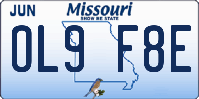MO license plate OL9F8E