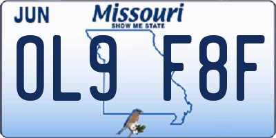 MO license plate OL9F8F