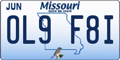 MO license plate OL9F8I