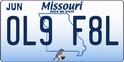 MO license plate OL9F8L