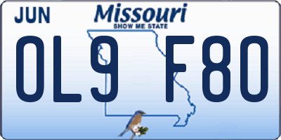 MO license plate OL9F8O