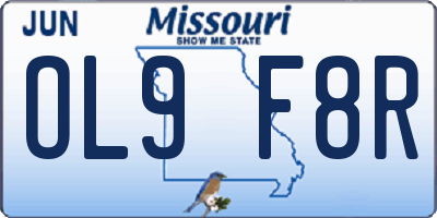 MO license plate OL9F8R
