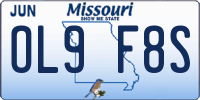 MO license plate OL9F8S