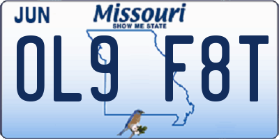 MO license plate OL9F8T