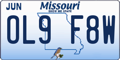 MO license plate OL9F8W