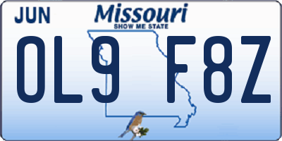 MO license plate OL9F8Z