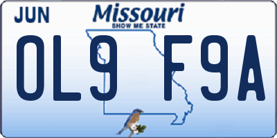 MO license plate OL9F9A
