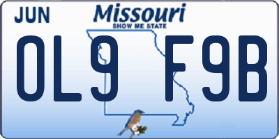 MO license plate OL9F9B