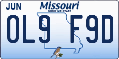 MO license plate OL9F9D