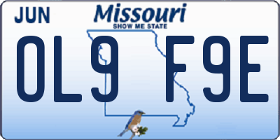 MO license plate OL9F9E