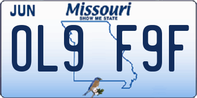 MO license plate OL9F9F