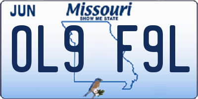 MO license plate OL9F9L