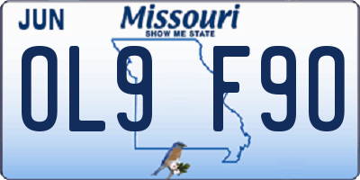 MO license plate OL9F9O