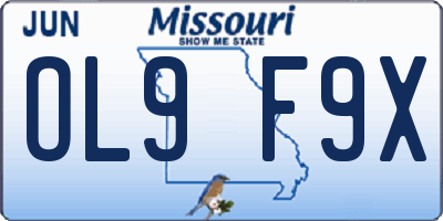 MO license plate OL9F9X