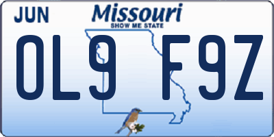 MO license plate OL9F9Z