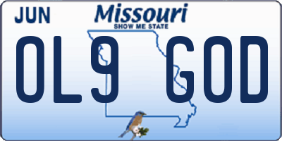 MO license plate OL9G0D
