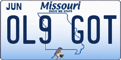MO license plate OL9G0T