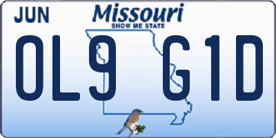 MO license plate OL9G1D