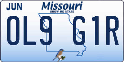 MO license plate OL9G1R